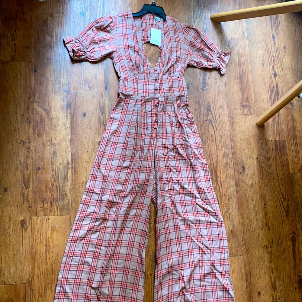 ASOS plaid v neck jumpsuit